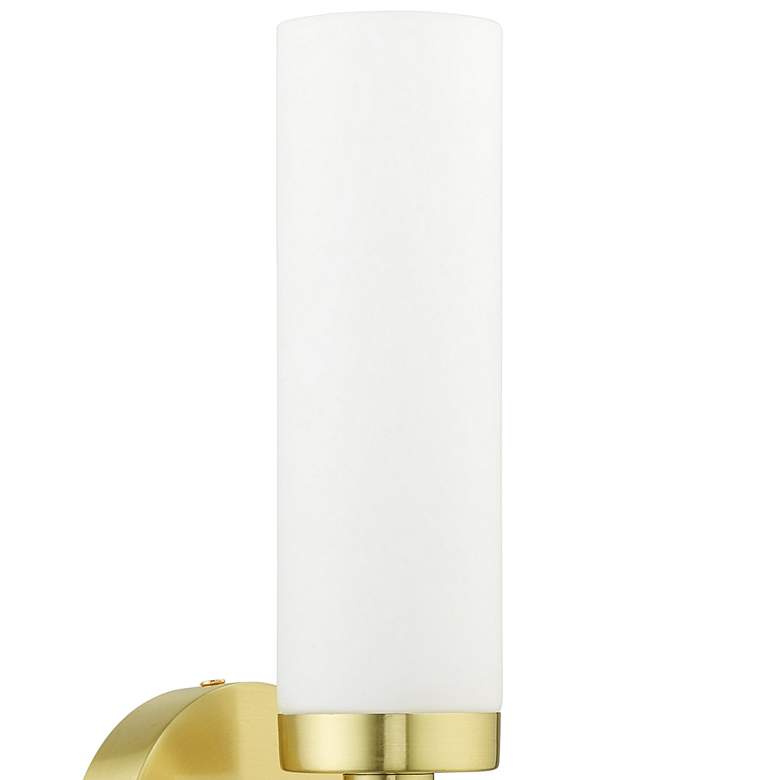 Image 3 Aero 11 inch High Satin Brass Metal and White Glass Wall Sconce more views