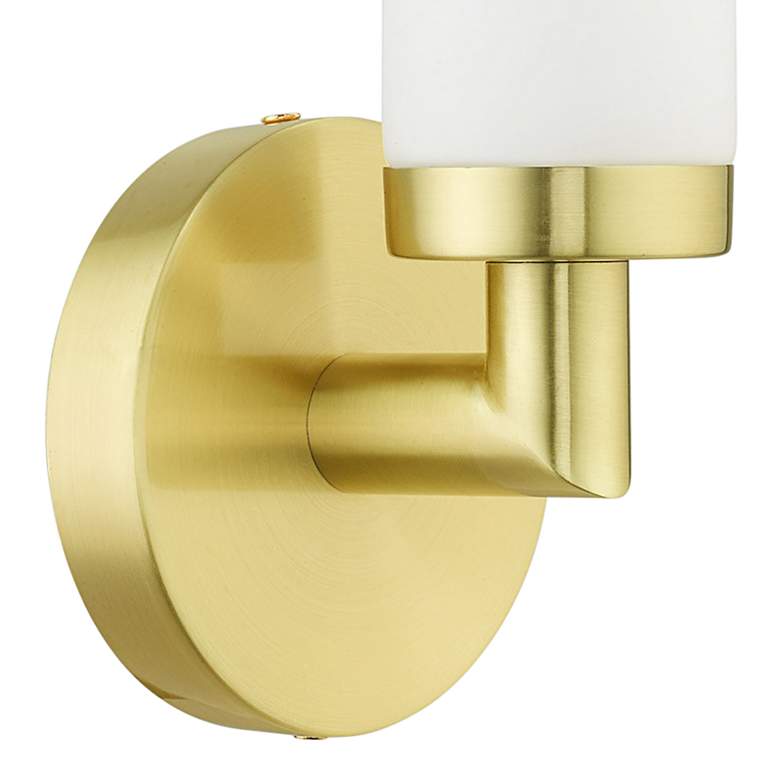 Image 4 Aero 11 inch High Satin Brass Metal and White Glass Wall Sconce more views