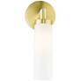 Aero 11" High Satin Brass Metal and White Glass Wall Sconce