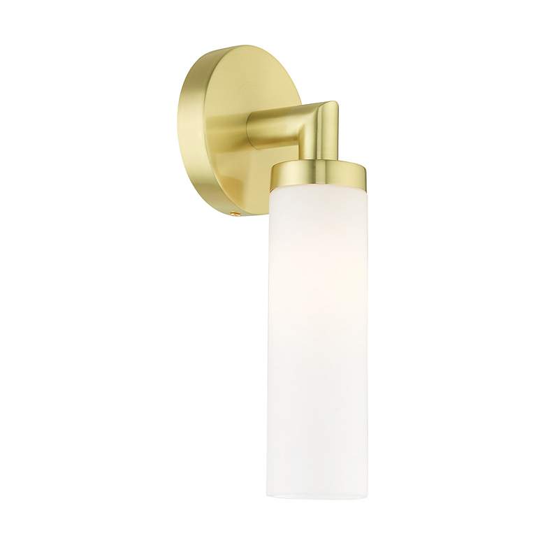 Image 6 Aero 11" High Satin Brass Metal and White Glass Wall Sconce more views