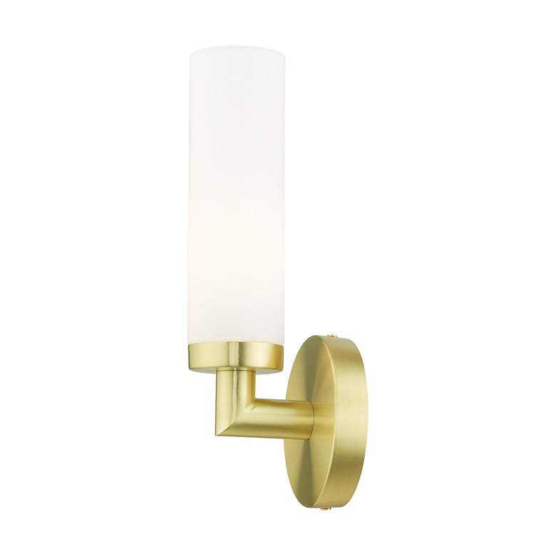 Image 7 Aero 11" High Satin Brass Metal and White Glass Wall Sconce more views
