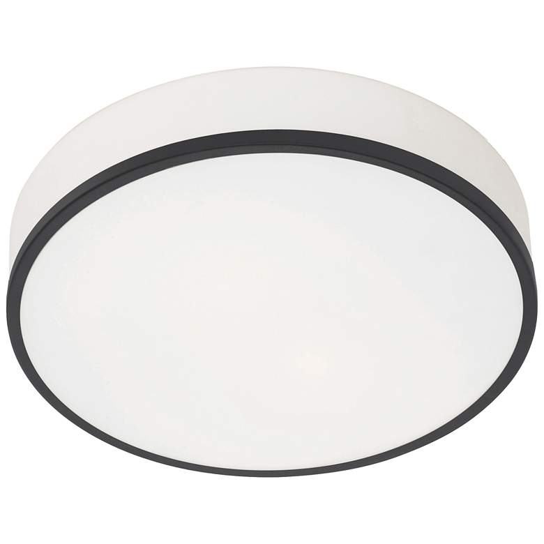 Image 1 Aero 12.5 inch Wide Matte Black   Flush Mount with Opal Shade