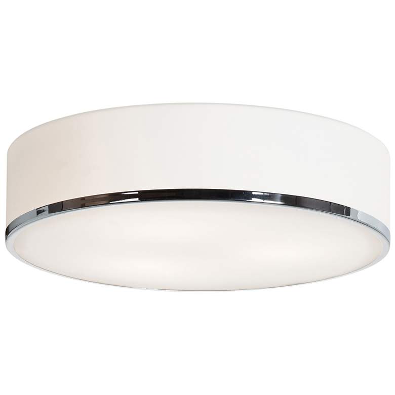 Image 1 Aero 15.75" Wide 3-Light Chrome Flush Mount w/ Opal Glass Shade