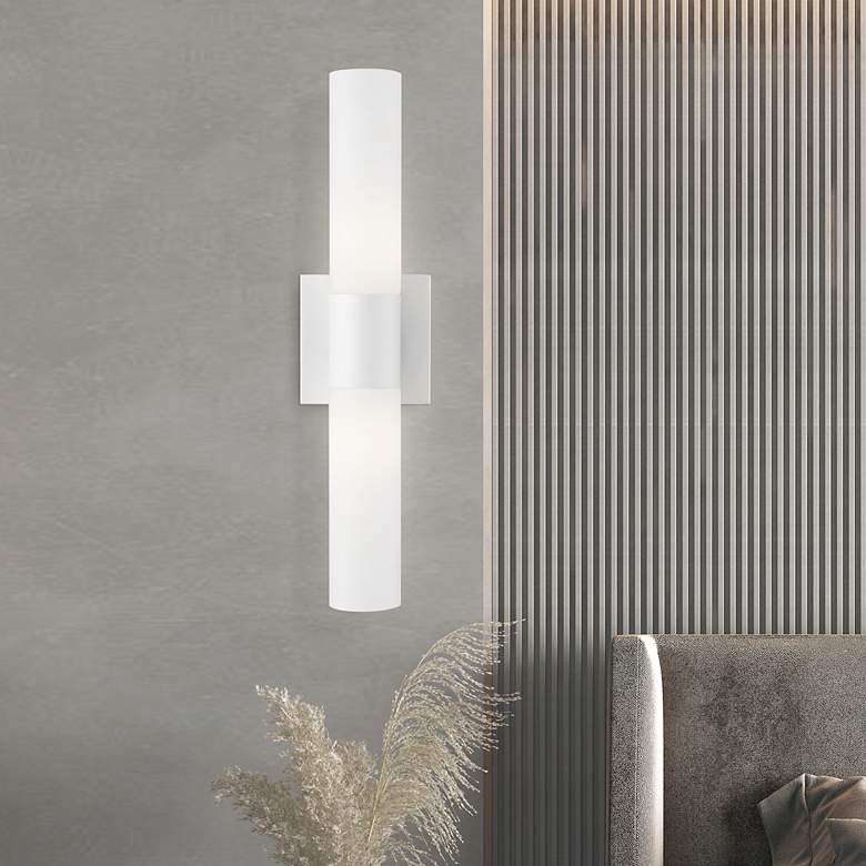 Image 1 Aero 17 3/4" High Textured White ADA 2-Light Wall Sconce