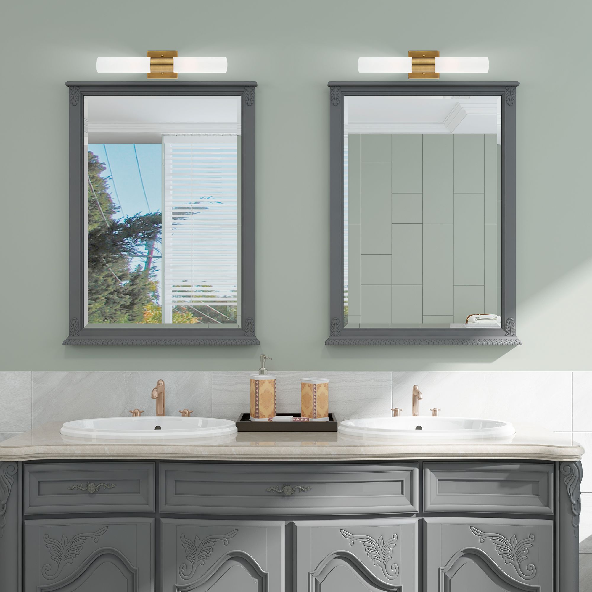 Aero 17 3/4" Wide Antique Brass ADA 2-Light Bath Light in scene