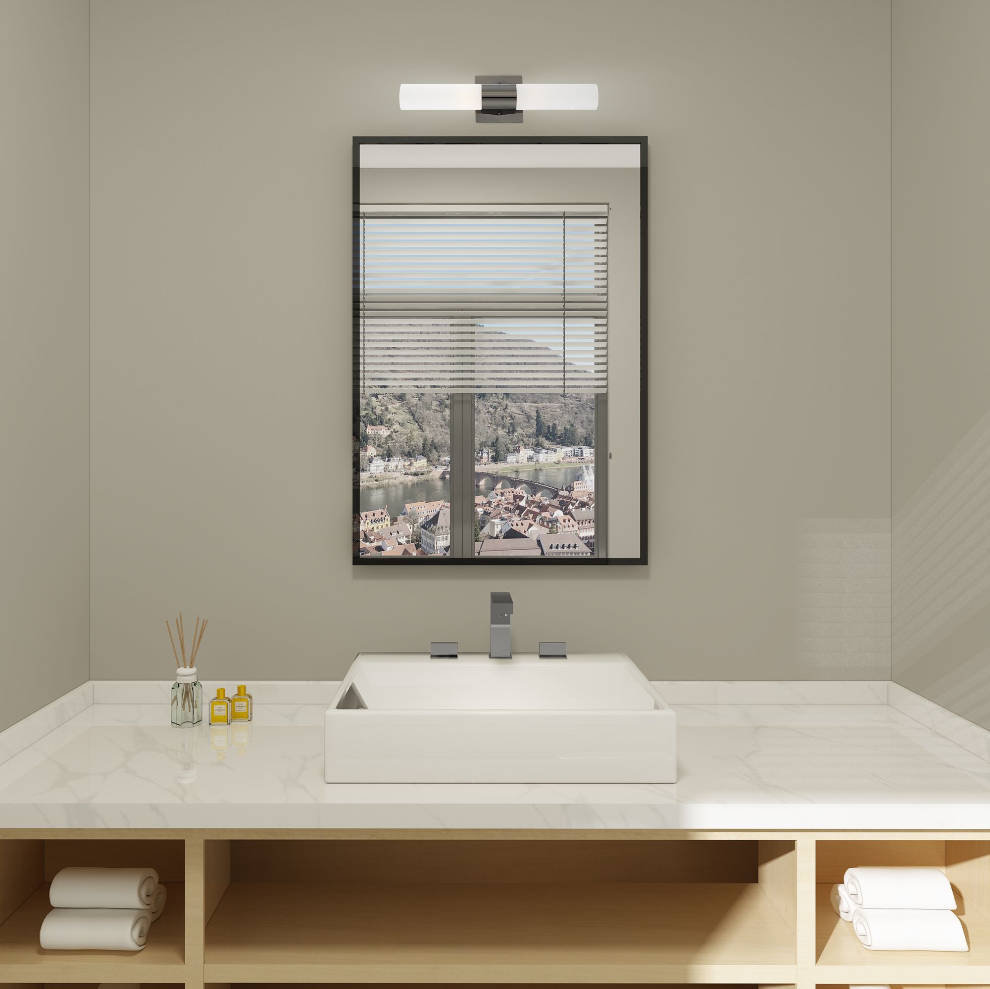 Aero 17 3/4" Wide Black Chrome 2-Light Vanity Bath Light in scene