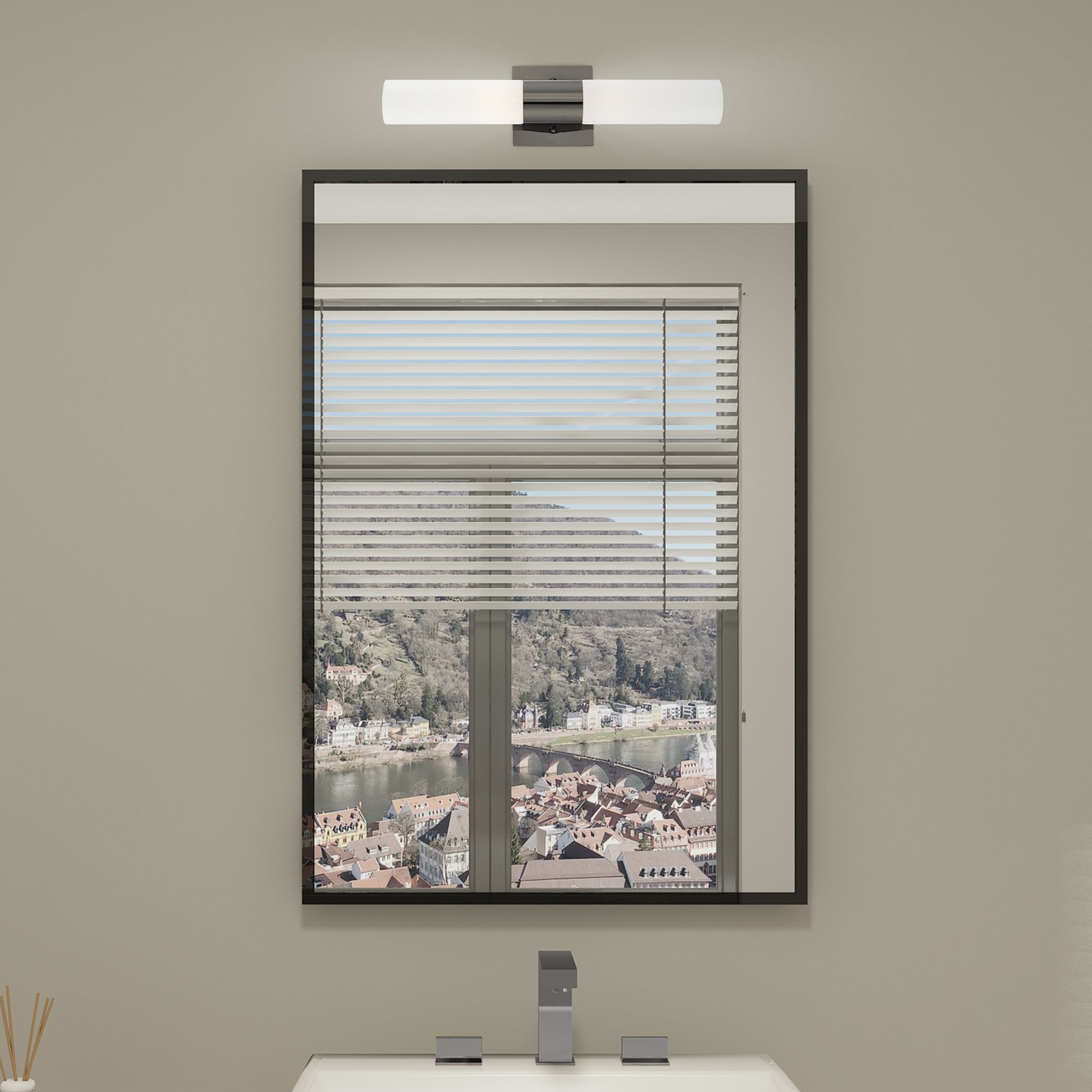 Aero 17 3/4" Wide Black Chrome 2-Light Vanity Bath Light in scene