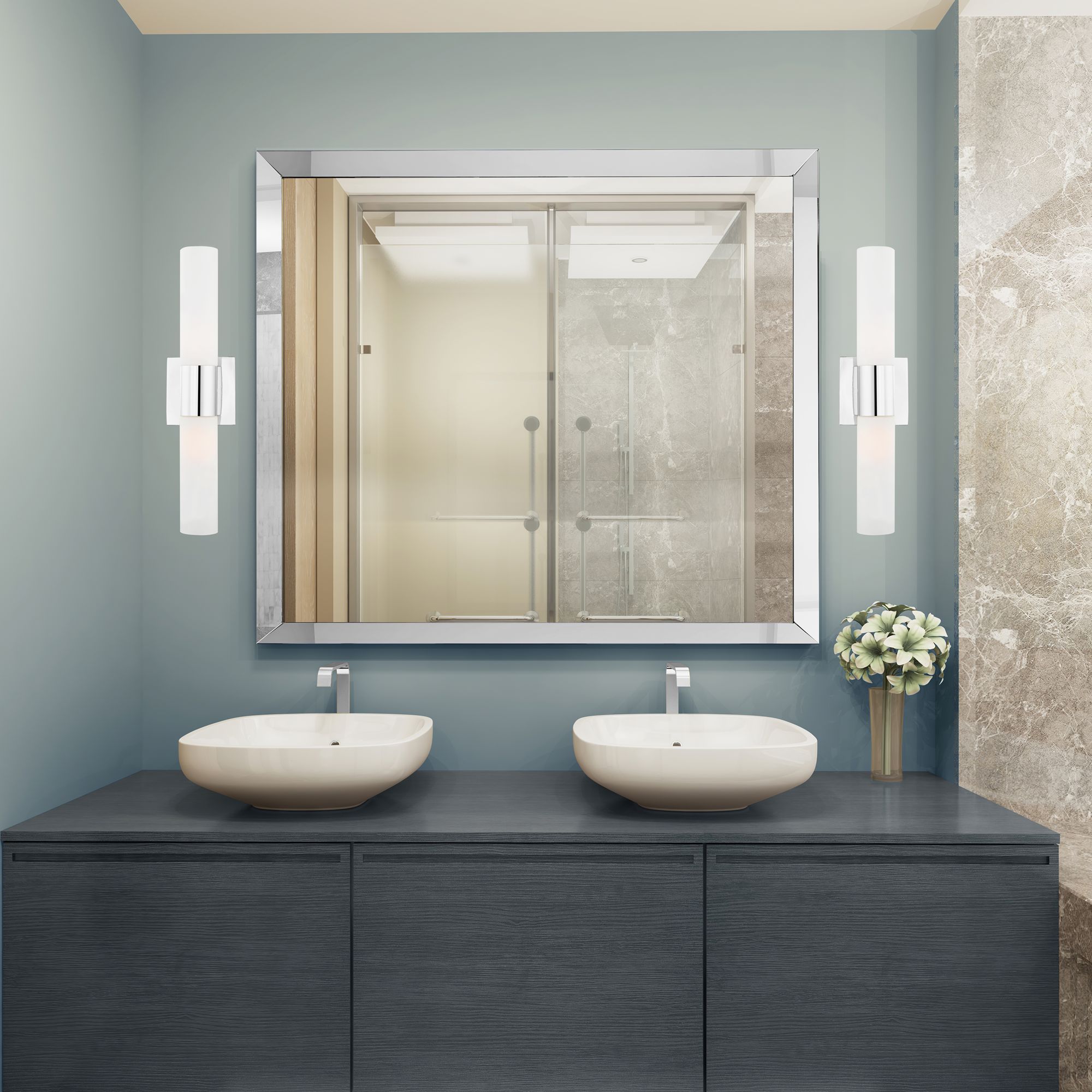 Aero 17 3/4" Wide Polished Chrome 2-Light Vanity Bath Light in scene