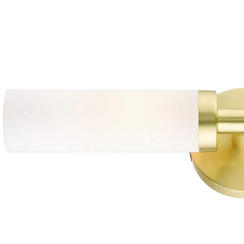 Image 3 Aero 18 inch Wide Satin Brass and White Glass 2-Light Bath Light more views