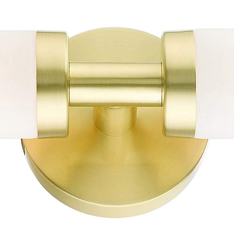 Image 4 Aero 18 inch Wide Satin Brass and White Glass 2-Light Bath Light more views