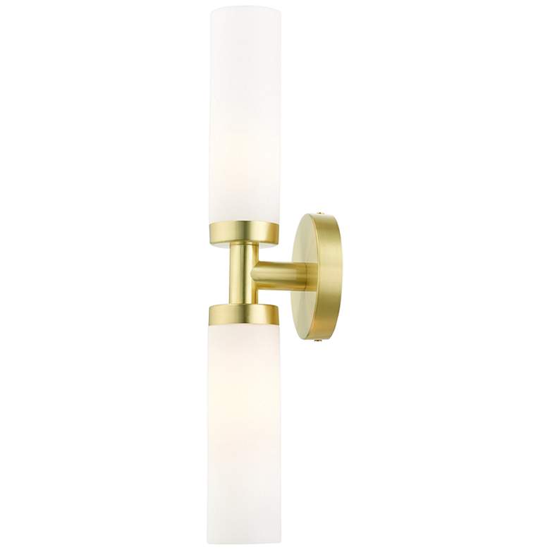 Image 6 Aero 18" Wide Satin Brass and White Glass 2-Light Bath Light more views