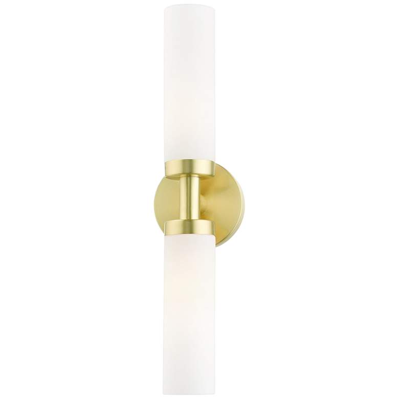 Image 7 Aero 18" Wide Satin Brass and White Glass 2-Light Bath Light more views