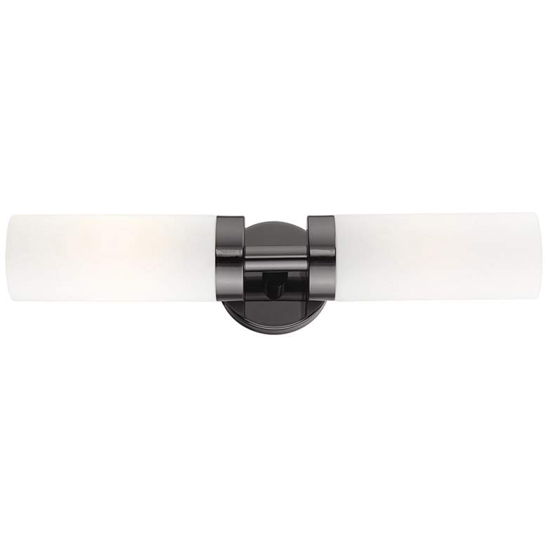 Image 2 Aero 19 1/4 inchW Black Chrome White Glass 2-Light Bath Light