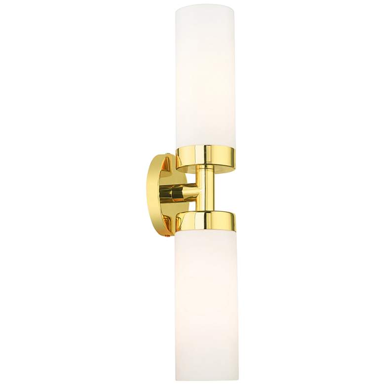 Image 2 Aero 19 1/4 inchW Polished Brass White Glass 2-Light Bath Light