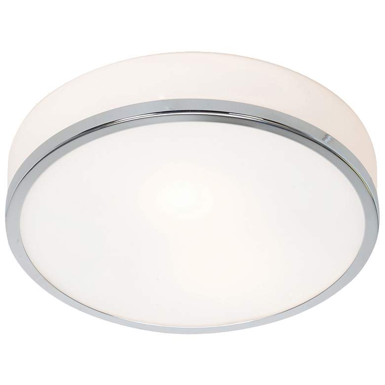 Image 1 Aero - Dimmable LED Flush Mount - Brushed Steel Finish - Opal Glass