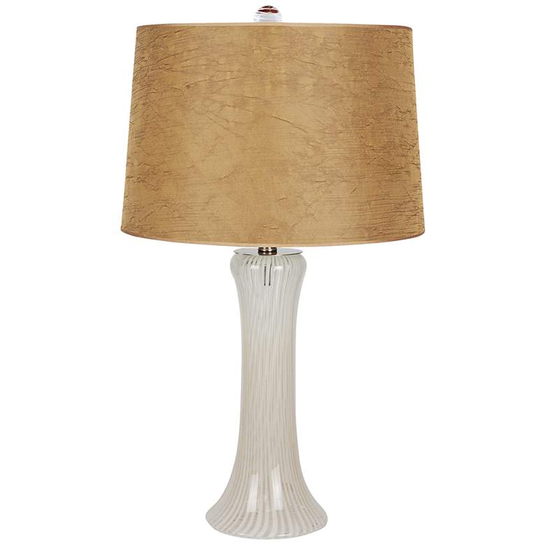 Image 1 Aestheto Ivory Striped Glass Gold Shade Table Lamp