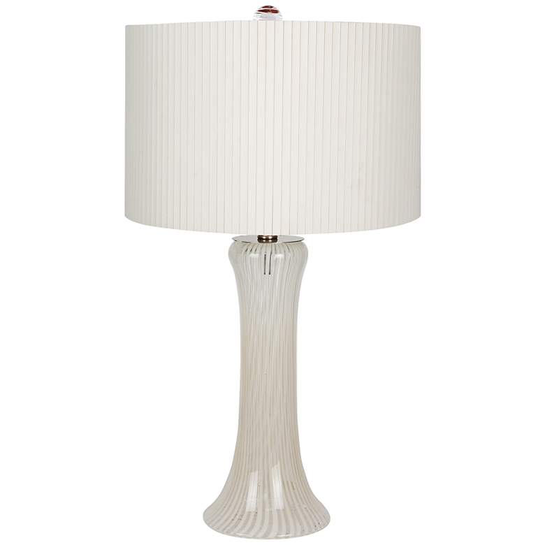Image 1 Aestheto Ivory Striped Glass White Shade Table Lamp