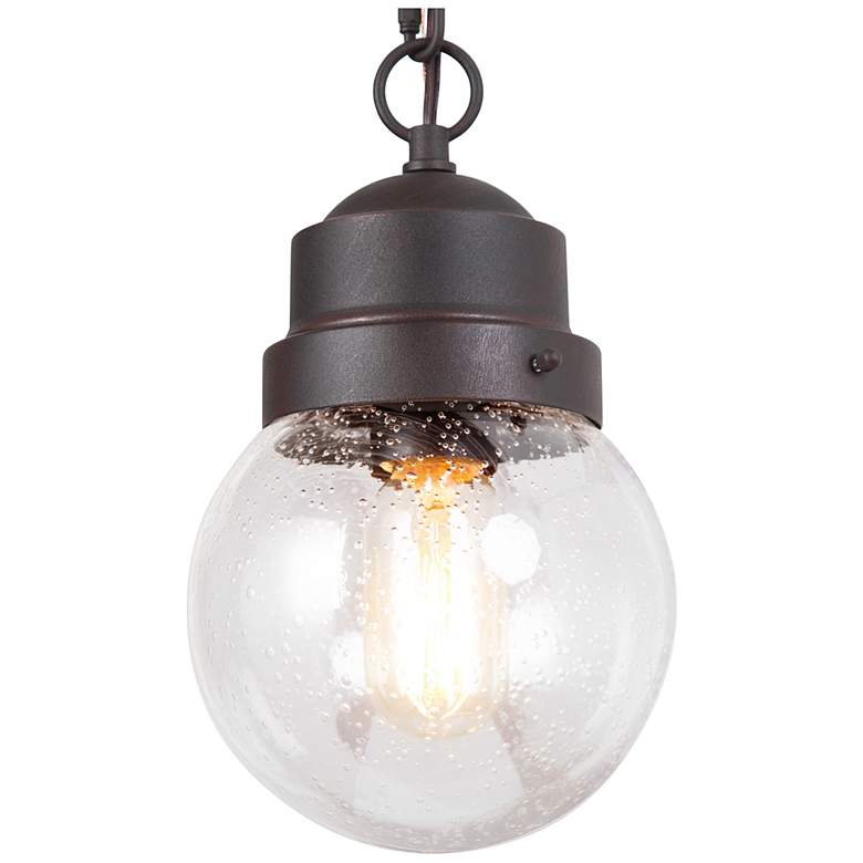 Image 1 Aestite 10.6 inch High Textured Rust Glass Outdoor Hanging Pendant Light