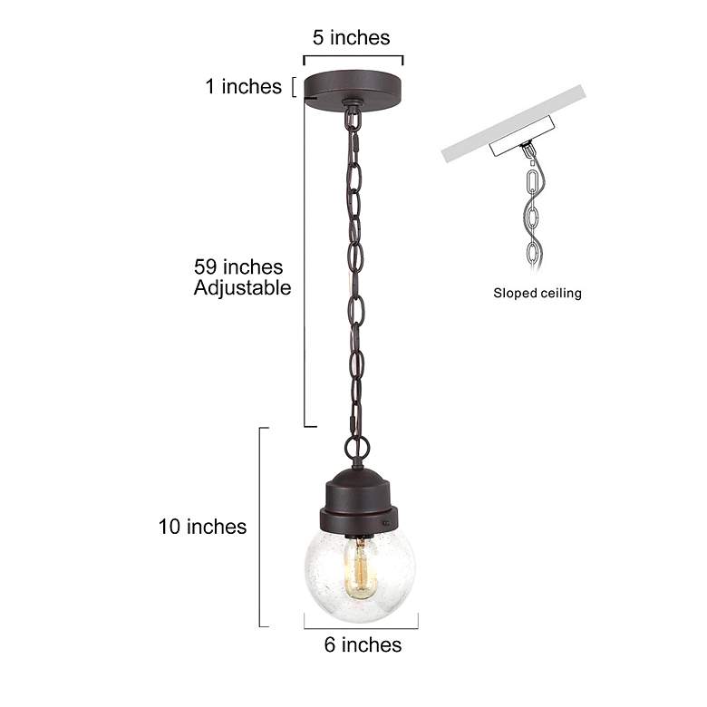 Image 6 Aestite 10.6 inch High Textured Rust Glass Outdoor Hanging Pendant Light more views