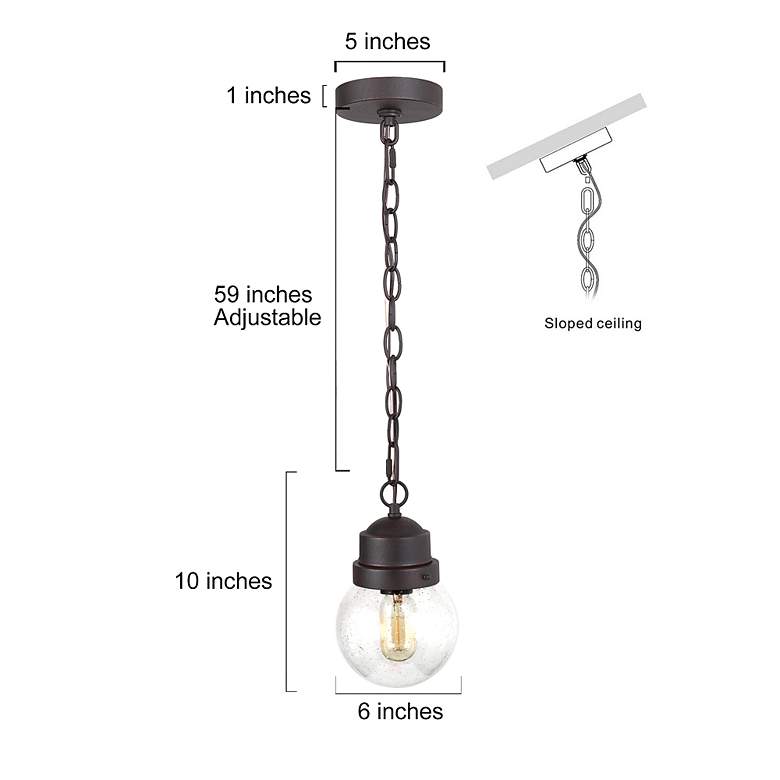Image 6 Aestite 10.6" High Textured Rust Glass Outdoor Hanging Pendant Light more views