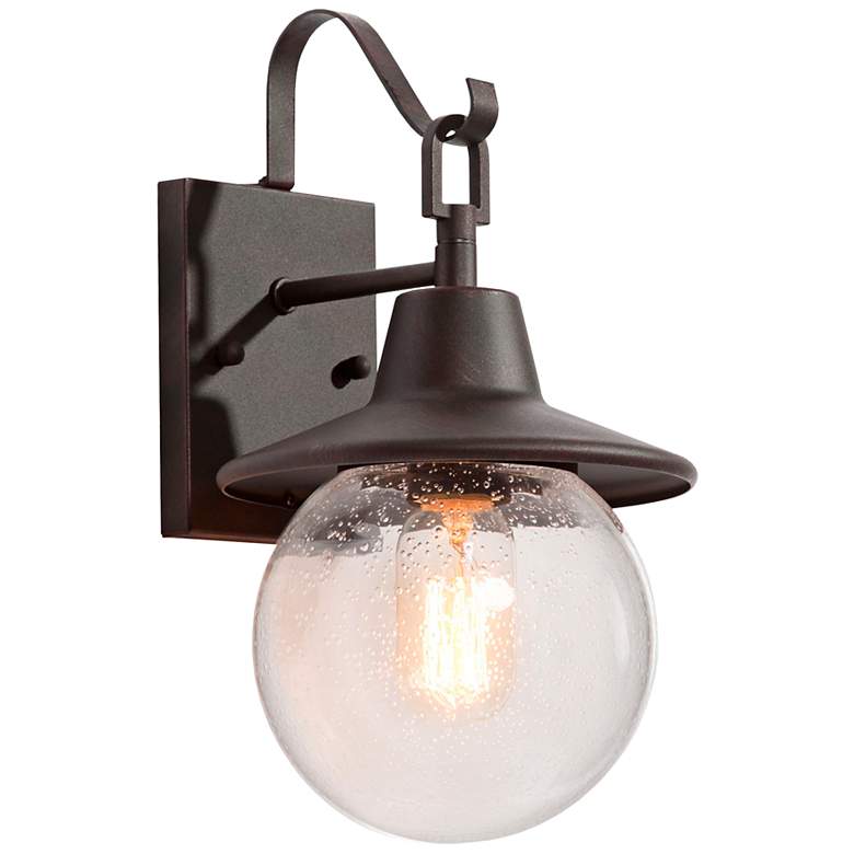 Image 1 Aestite 12.6" High Textured Rust Globe Glass Outdoor Wall Light