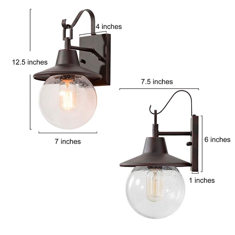 Image 5 Aestite 12.6" High Textured Rust Globe Glass Outdoor Wall Light more views