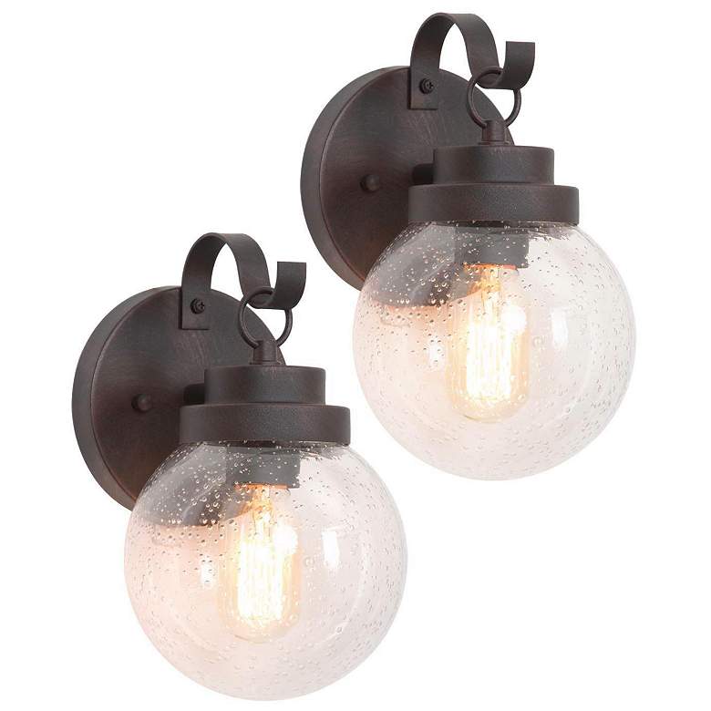Image 1 Aestite Set of 2 Glass 10.2" High Outdoor Wall Light