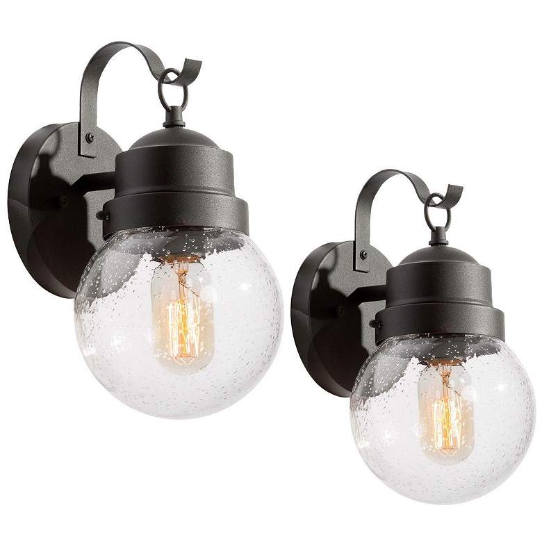 Image 1 Aestite Set of 2 Glass 11.2" High Black Outdoor Wall Light