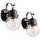 Aestite Set of 2 Glass 11.2" High Black Outdoor Wall Light