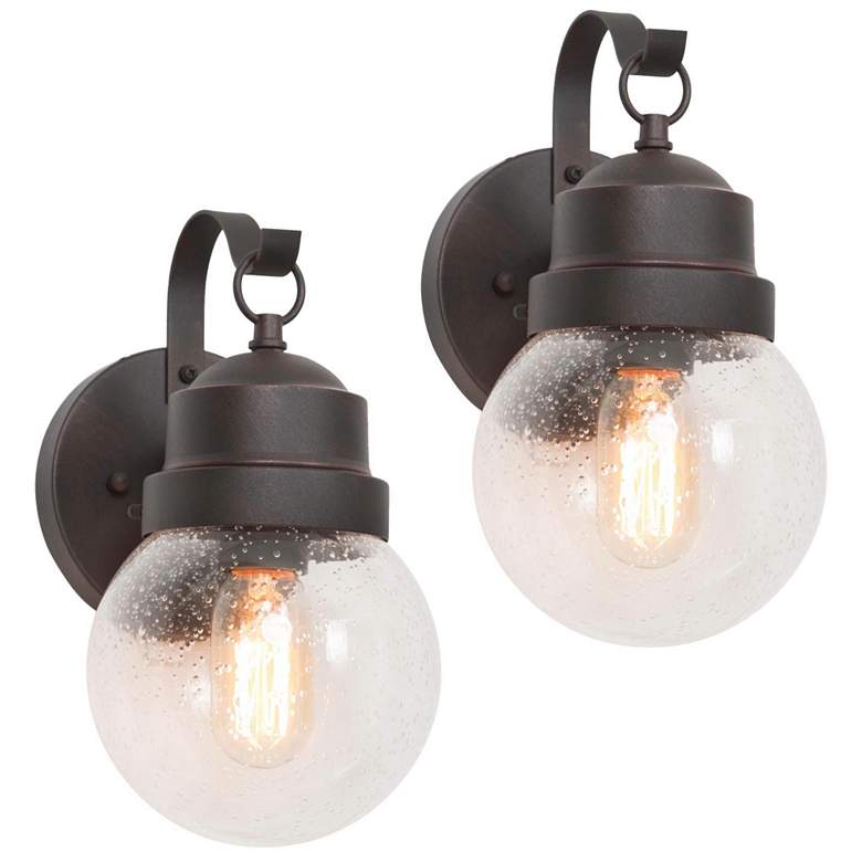 Image 1 Aestite Set of 2 Textured Rust 11.2" High Glass Outdoor Wall Light