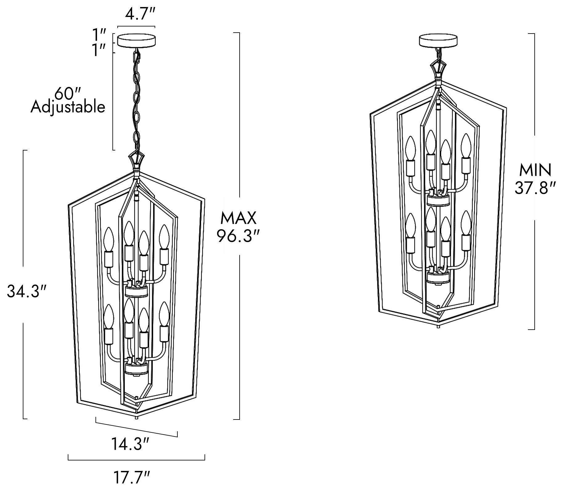Thumbnail3 of Aethel 17 3/4" Wide Black Brass 8-Light Pendant more views