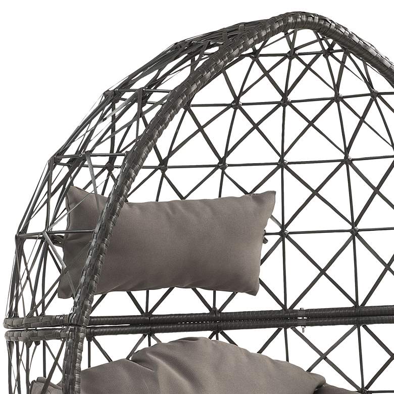 Image 3 Aeven Light Gray Fabric and Black Wicker Teardrop Patio Chair more views
