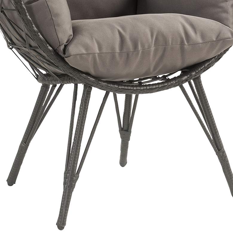 Aeven Light Gray Fabric and Black Wicker Teardrop Patio Chair more views