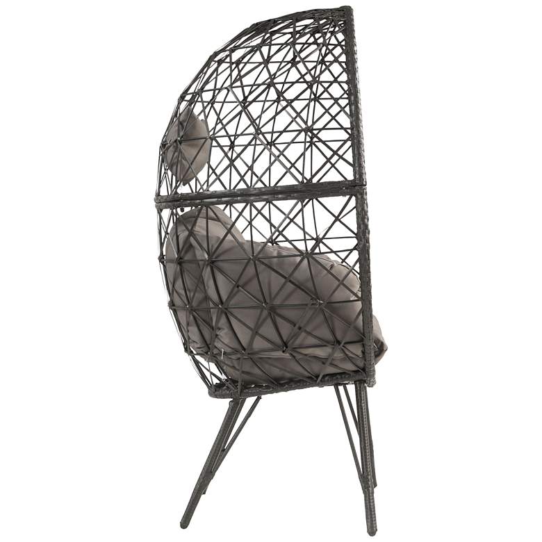 Image 6 Aeven Light Gray Fabric and Black Wicker Teardrop Patio Chair more views