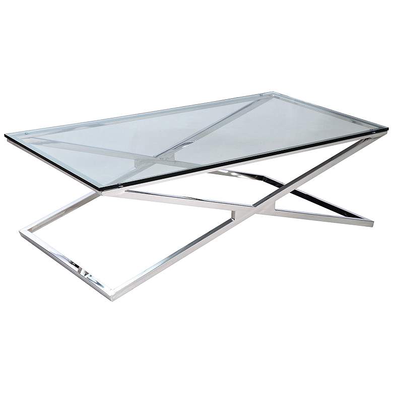 Image 1 Affini Clear Glass Top and Stainless Steel Coffee Table