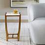 1_Affinity 22" High Antique Gold Accent Table, White Marble Top
