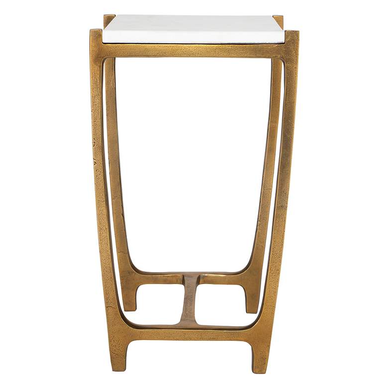 Image 4 Affinity 22" High Antique Gold Accent Table, White Marble Top more views