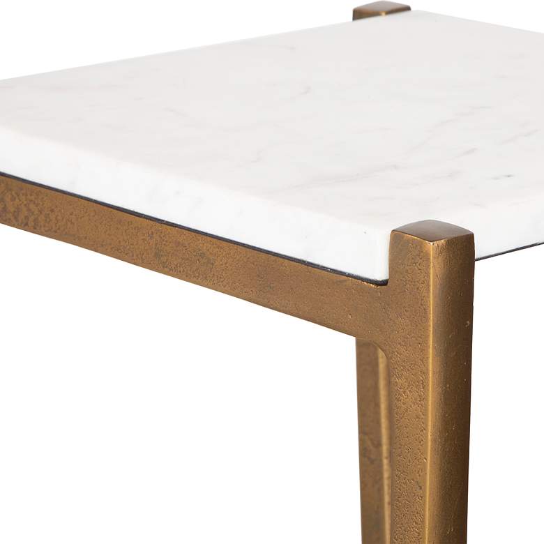 Image 6 Affinity 22" High Antique Gold Accent Table, White Marble Top more views