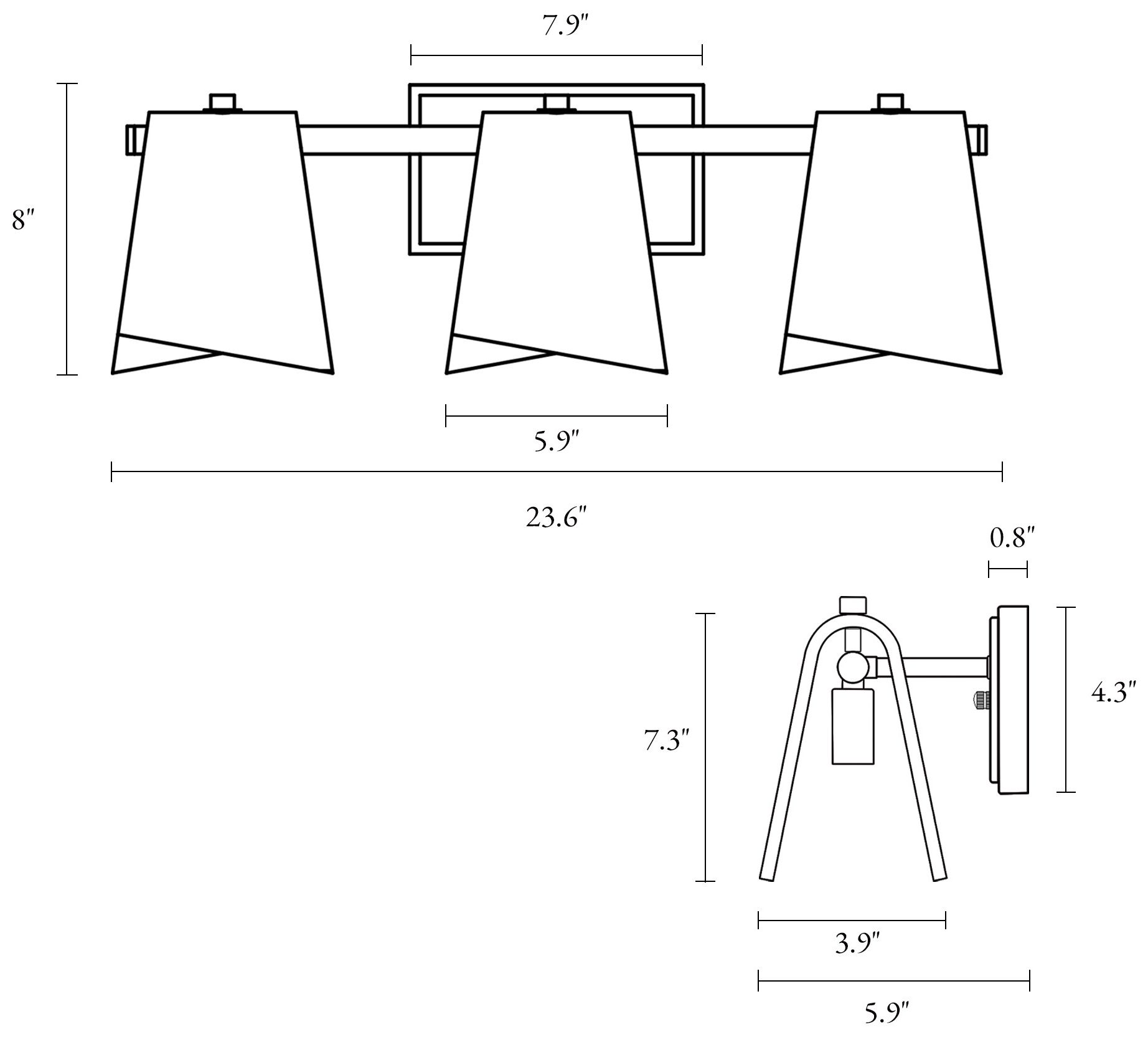 Image 2 Afmean 3-Light Grey Glass Bath Lights - Made to Order more views