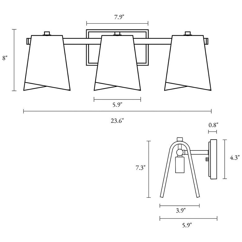 Image 2 Afmean 3-Light Grey Glass Bath Lights more views