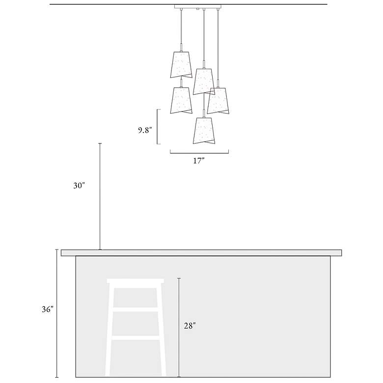 Image 5 Afmean 5-Light Cluster Glass Island Light more views