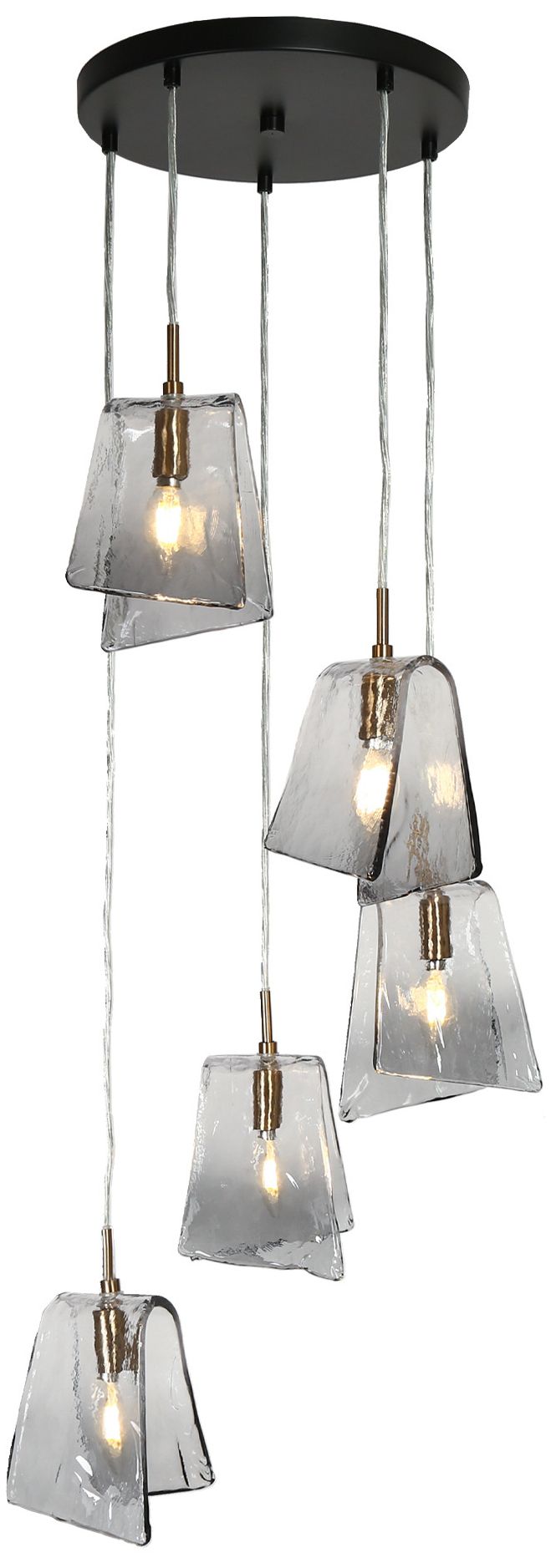 Afmean 5-Light Cluster Grey Glass Island Pendant Light