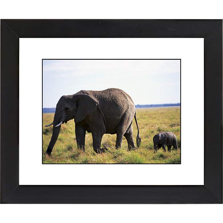 Image 1 African Elephant And Calf Black Frame 23 1/4 inch Wide Wall Art