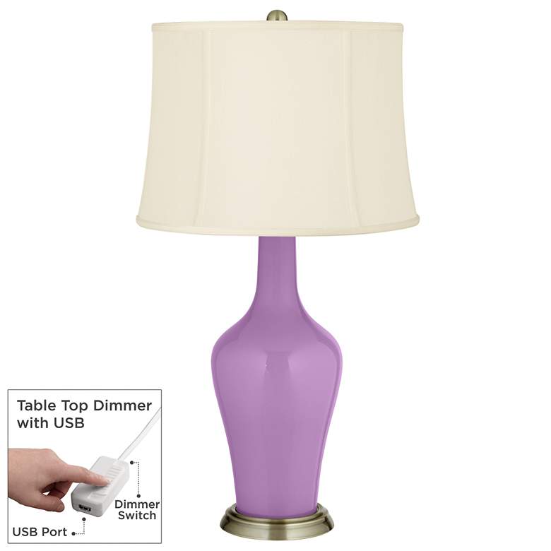 Image 1 African Violet Anya Table Lamp with Dimmer