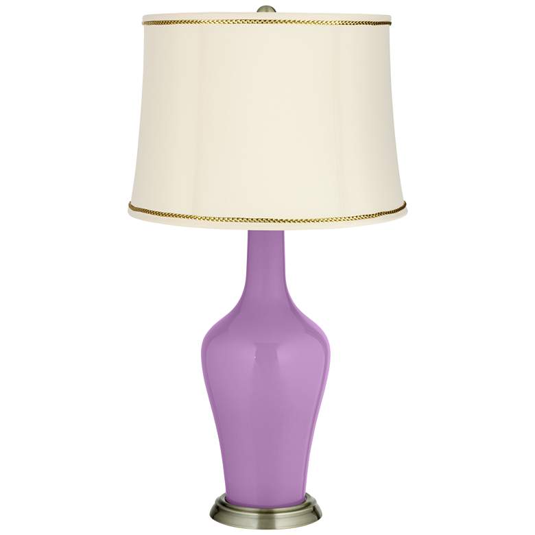 Image 1 African Violet Anya Table Lamp with President&#39;s Braid Trim