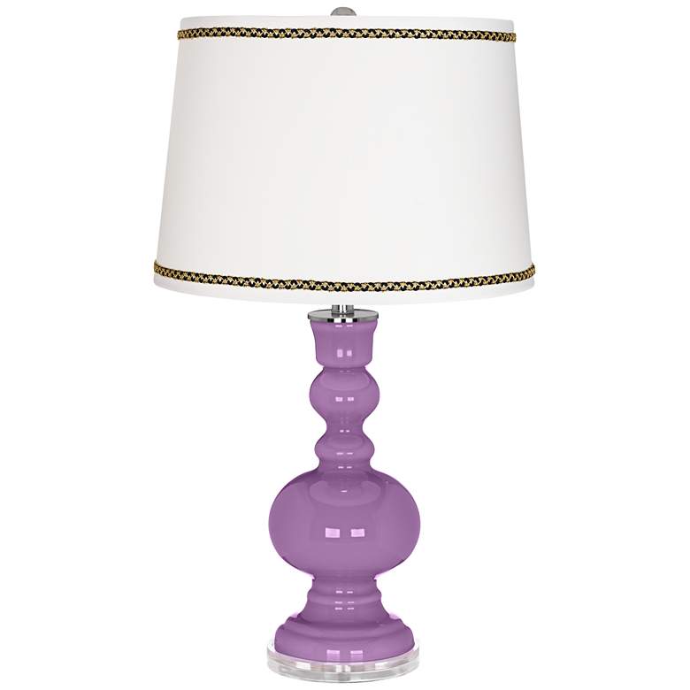 Image 1 African Violet Apothecary Table Lamp with Ric-Rac Trim