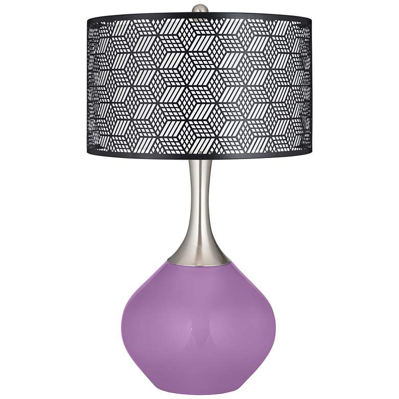 Image 1 African Violet Black Metal Shade Spencer Table Lamp