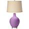 African Violet Burlap Drum Shade Ovo Table Lamp
