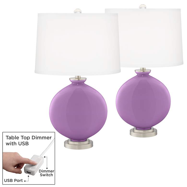 Image 1 African Violet Carrie Table Lamp Set of 2 with Dimmers