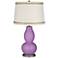 African Violet Double Gourd Table Lamp with Rhinestone Lace Trim